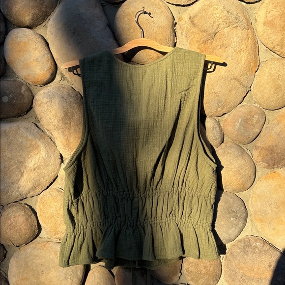 NWT Aerie Green Vest Cinch String Tie Tank Top - Picture 3 of 5